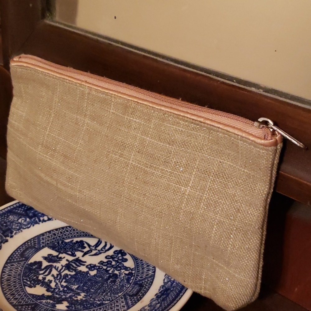 Linen & Sparkle Zip  Pouch Cosmetic Bag - Picture 8 of 8